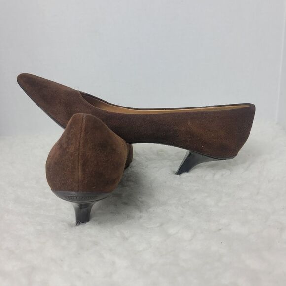 Salvatore Ferragamo Tanna Women's  Shoes Size 8 Brown Suede Kitten Heel - Picture 4 of 12